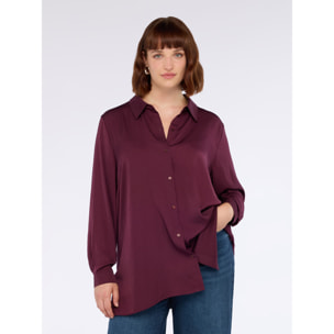 Fiorella Rubino - Camicia bimaterica misto viscosa - Bordeaux