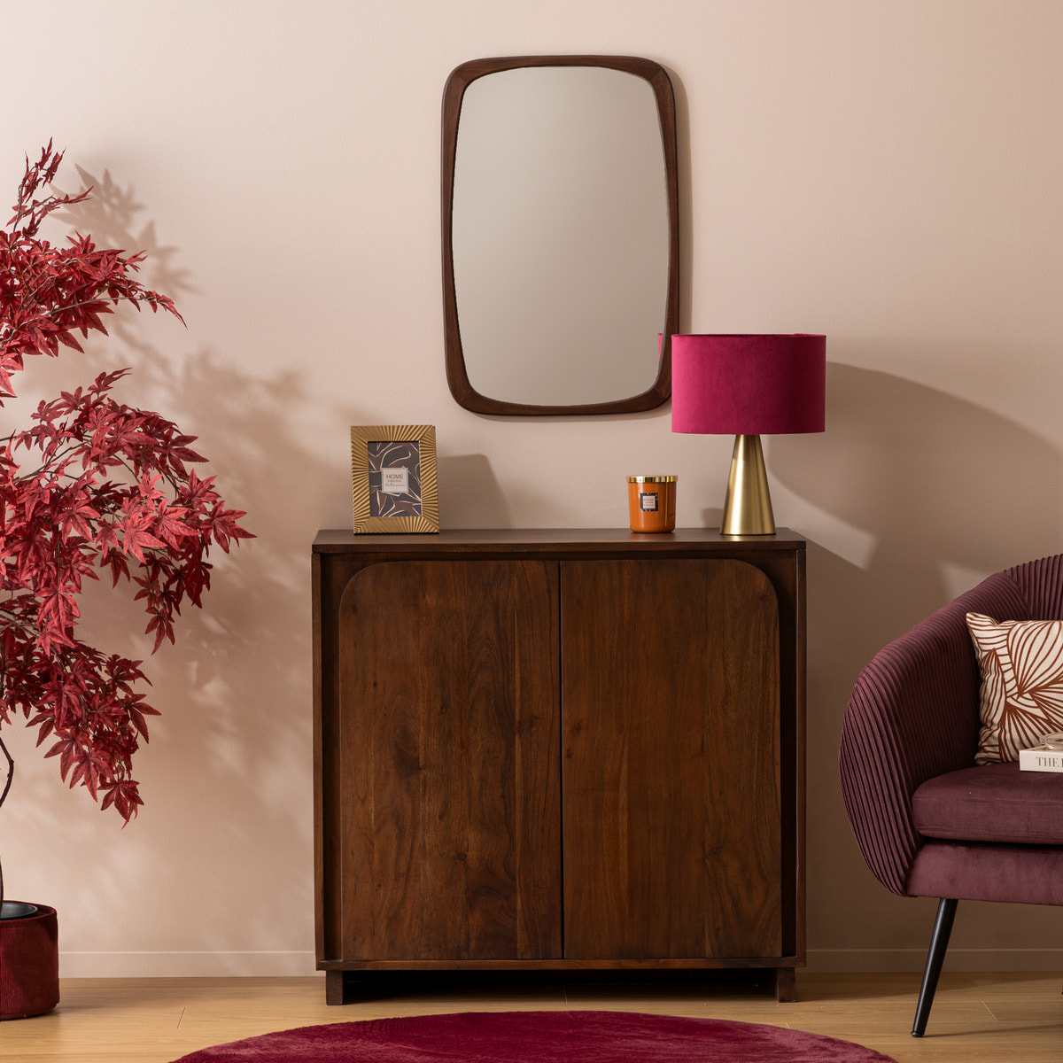 Miroir Keira effet bois 65x43cm