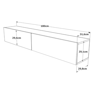 Meuble TV suspendu blanc et bois 180cm LHOI