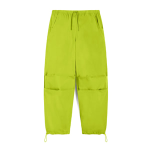 Pantaloni parachute pants in popeline con coulisse sul fondo