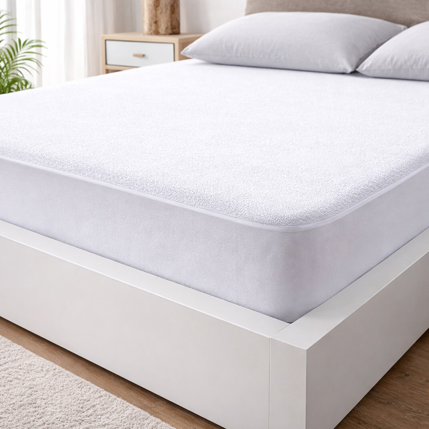 Protege matelas 100% bouclette eponge et impermeable blanc