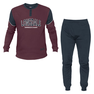 Pigiama Uomo LONSDALE Caldo Cotone Interlock Manica Lunga