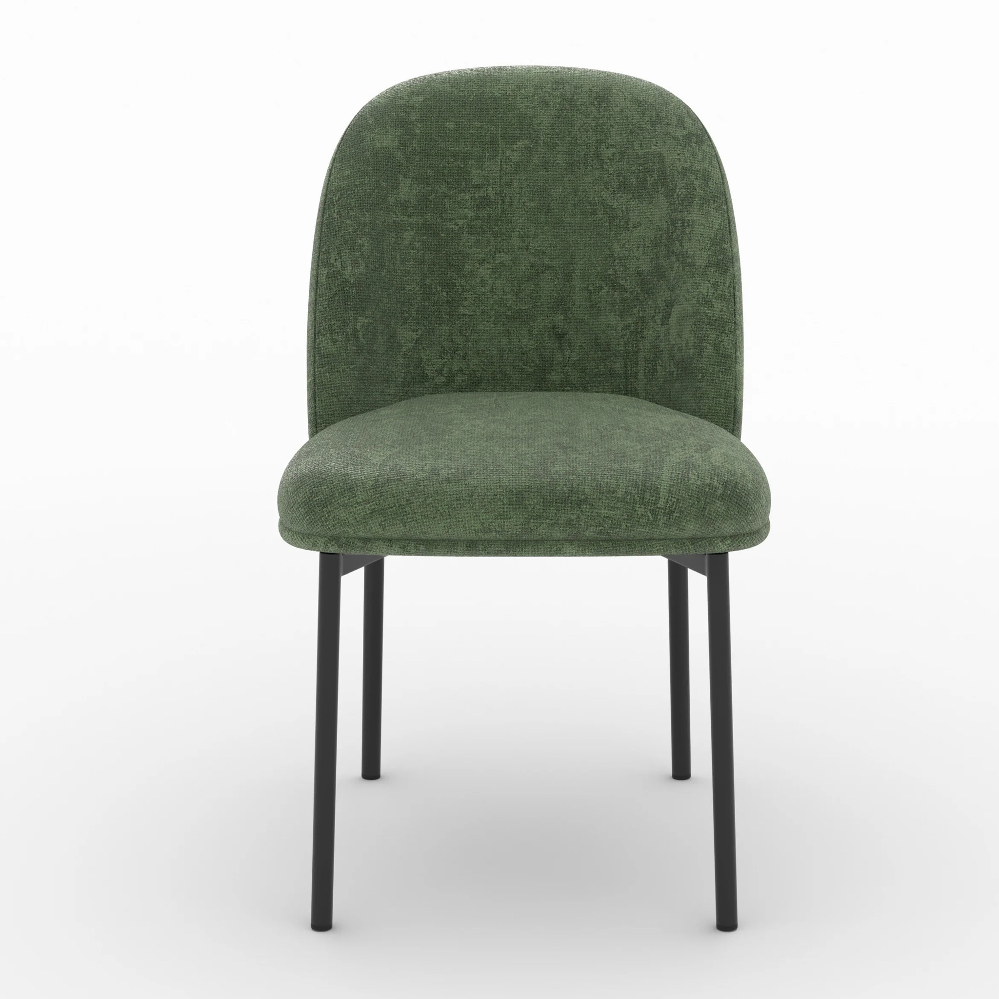 Lot de 2 chaises en tissu vert sapin et pieds métal noir - Noah