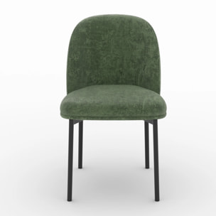Lot de 2 chaises en tissu vert sapin et pieds métal noir - Noah