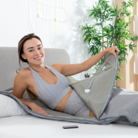 Coperta per sauna a infrarossi - cotone - grigio - 177x78x2 cm