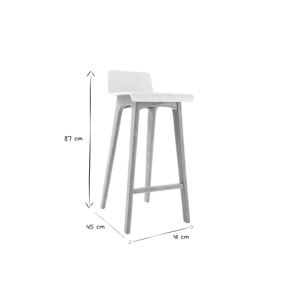 Chaise de bar scandinave 75 cm bois et blanc BALTIK