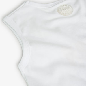 Camiseta niño, algodón estampada, tirantes, blanco, 838076