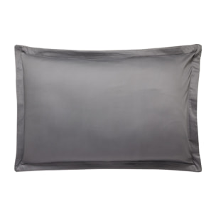 Taie d'oreiller imprimée en satin de coton bio, SHALIMAR, Gris Meteore