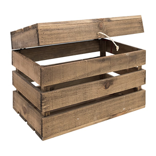 Baúl de madera maciza en tono roble oscuro de 49x30x33cm Alto: 29.5 Largo: 49 Ancho: 33