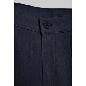 Pantaloncini Soller blu marino in lino e cotone con dettaglio Polo Club