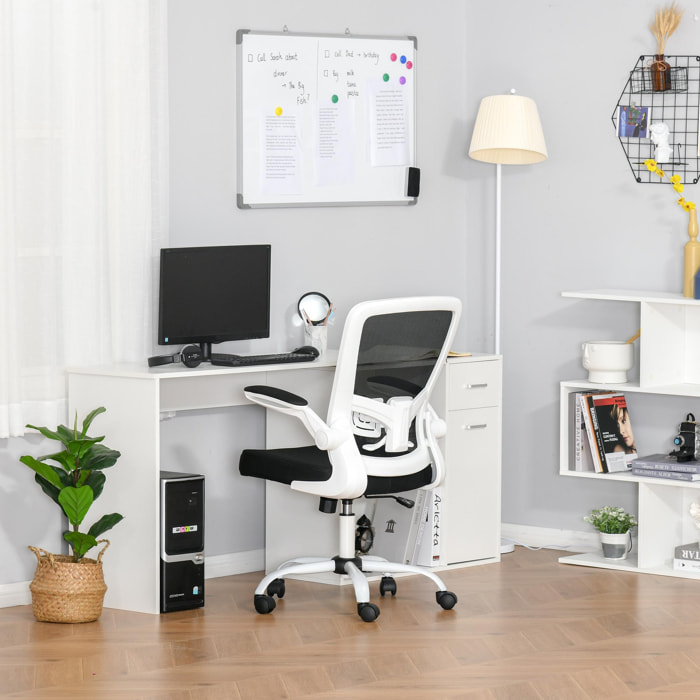 Vinsetto Chaise de bureau ergonomique hauteur réglable pivotante 360° accoudoirs relevables tissu maille bicolore noir blanc