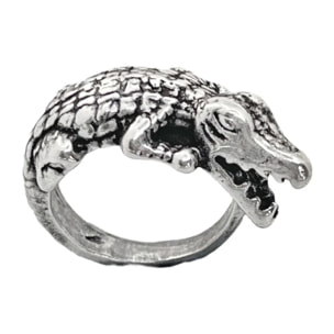 Anillo cocodrilo en plata 7 micras envejecido. Talla 16