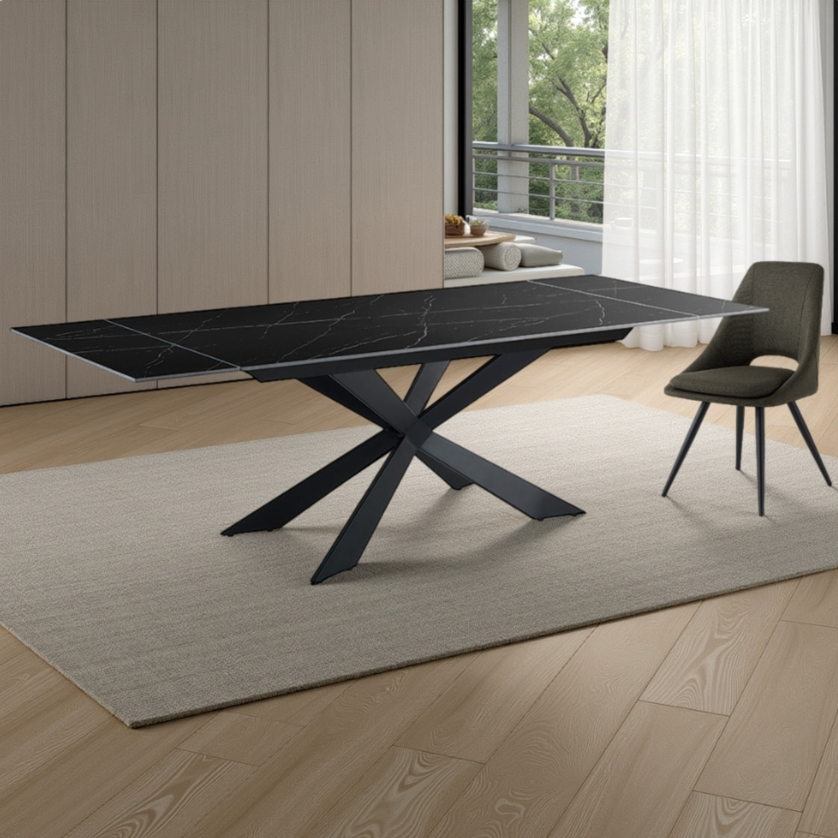 Tomasucci Table extensible MELVIN EVO 160 BLACK MARBLE - NOIR