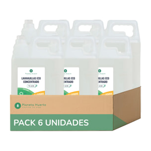 PLANETA HUERTO | Pack 6x Lavavajillas Manual Té Verde ECO 5 L | Detergente Ecológico Concentrado para una Limpieza Eficiente y Sostenible