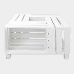 Mesa de centro de madera maciza en tono blanco de 75x75x32,5cm Alto: 32.5 Largo: 75 Ancho: 75