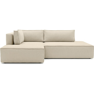 Canapé d'angle à gauche convertible 3 places en tissu chenille - BARANI