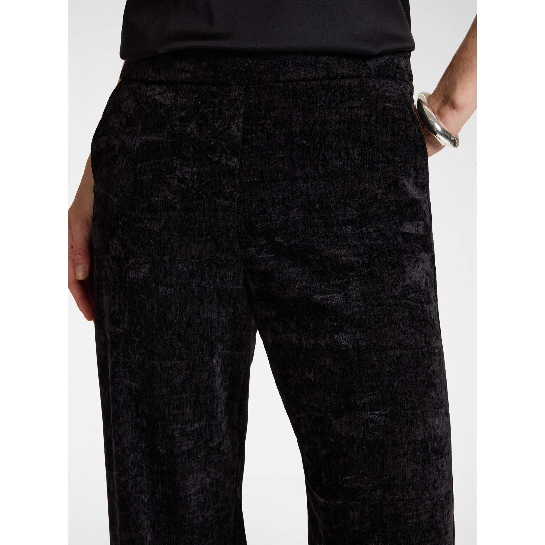Elena Mirò - Pantaloni palazzo in velluto - Nero