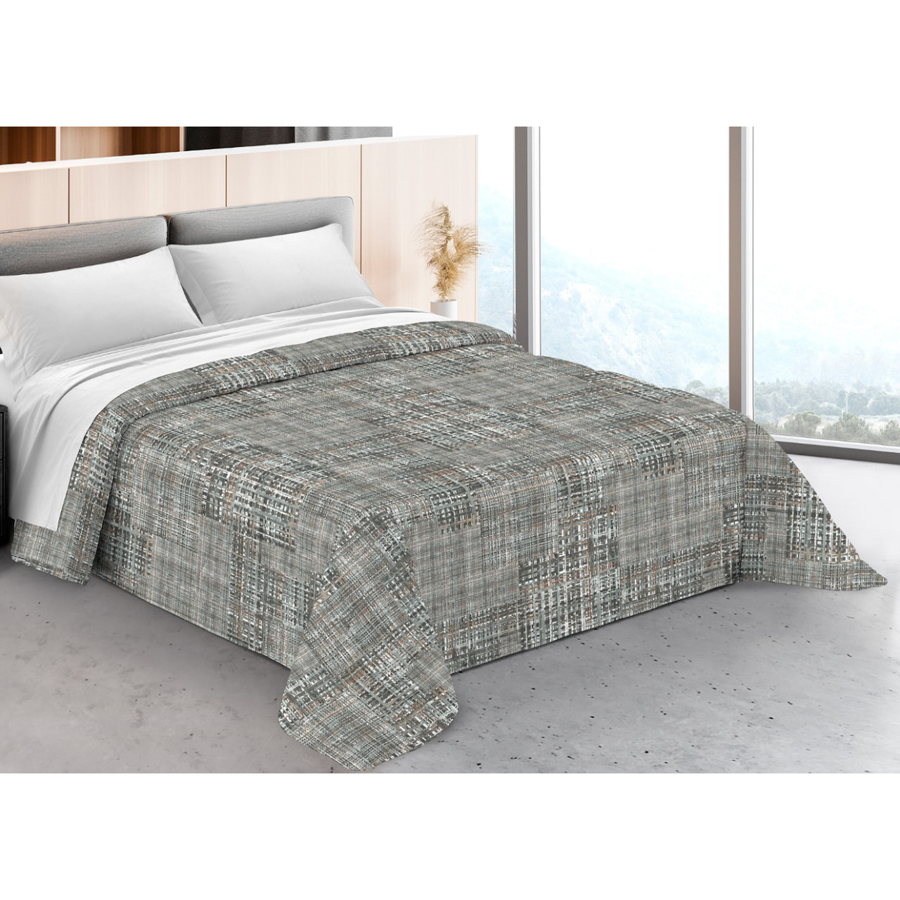Trapunta Invernale 300gr Made in Italy Piumone Clado Linea Scaldanotti Disegno Lisbona Grigio