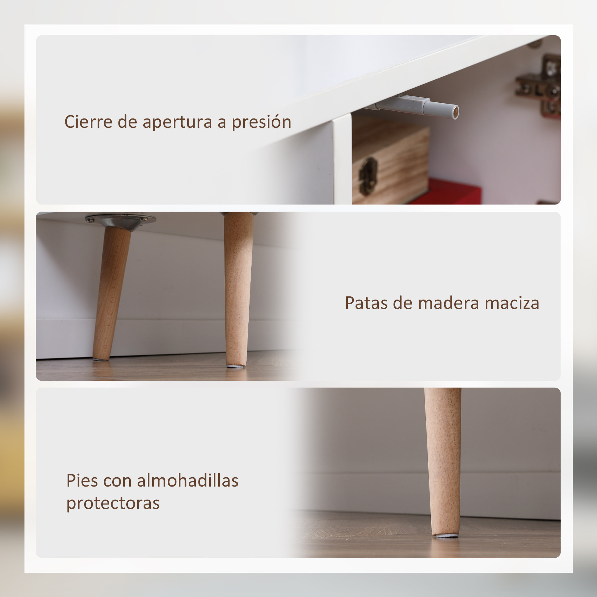 HOMCOM Mueble de TV Moderno con 2 Estantes de Almacenamiento y Puerta Mesa para TV de Salón para Televisores de hasta 55 Pulgadas para Dormitorio 110x40x50 cm Blanco y Marrón