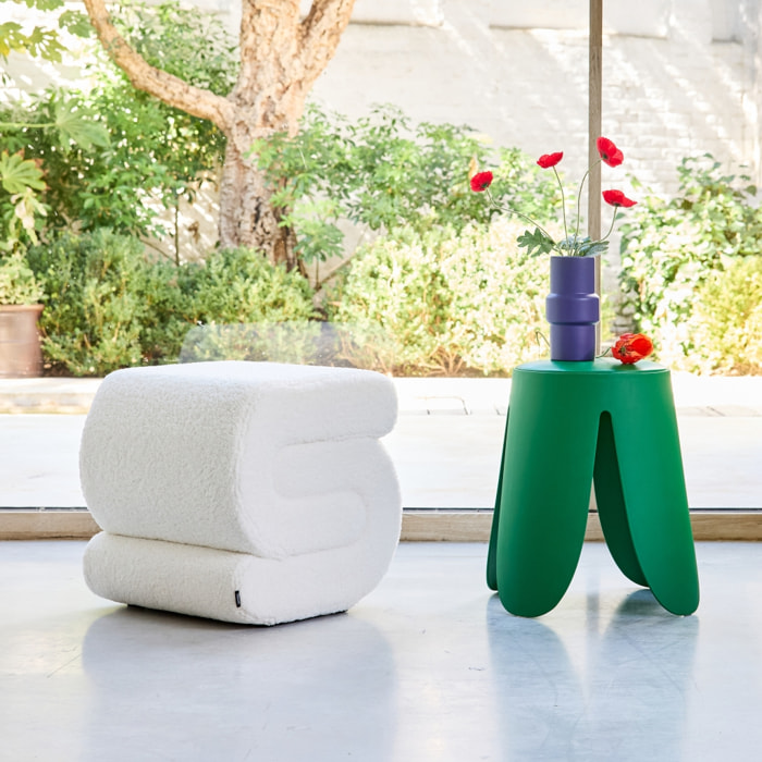 Tabouret / pouf design revêtement bouclette crème 1 place L 43 x P 47 x H 44cm - Sasha