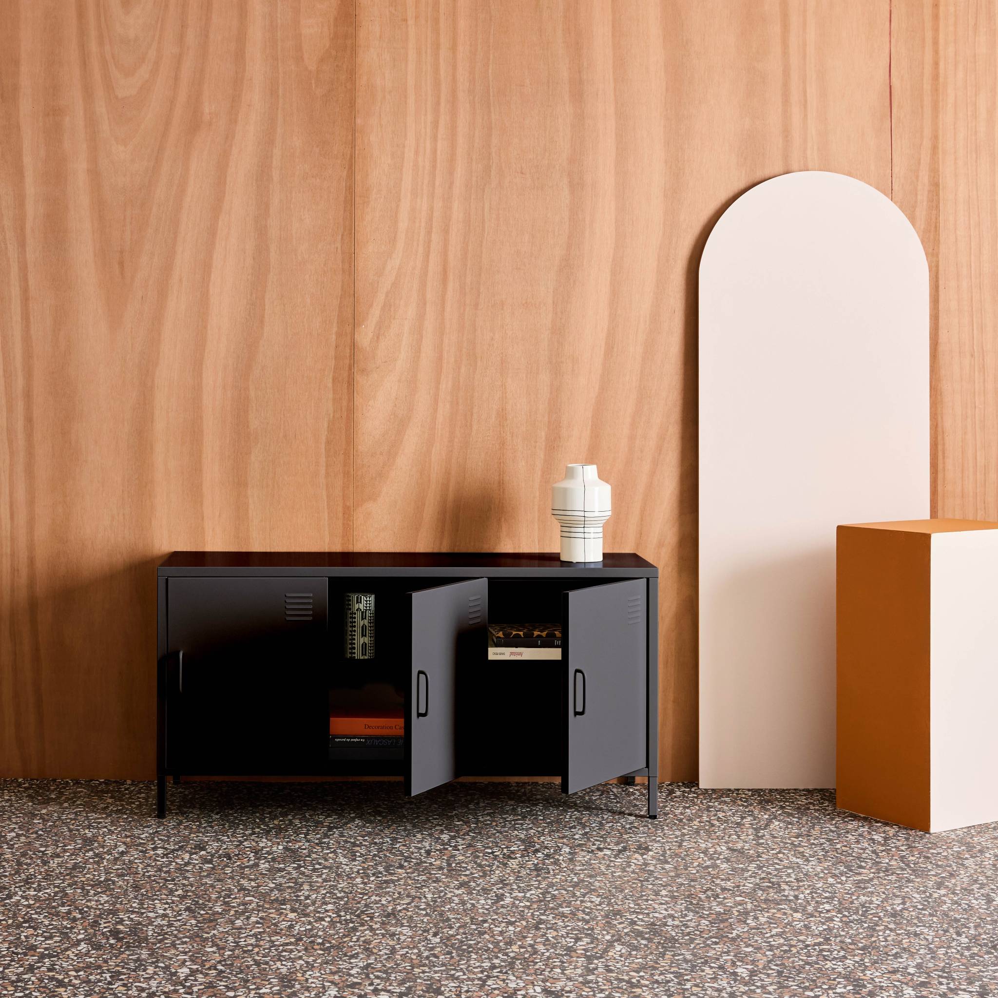 Meuble TV industriel métal 3 portes 120cm ALABAMA