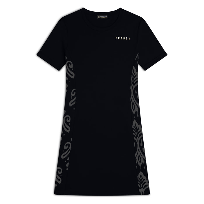 Vestito a maniche corte in jersey con dettagli floreali