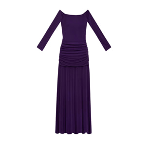 Vestido midi de punto escote bardot