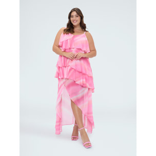 Fiorella Rubino - Vestito lungo svasato in georgette - Fucsia