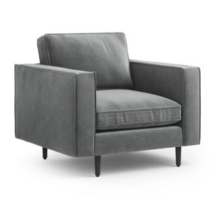 Fauteuil "Alexis" en velours gris clair