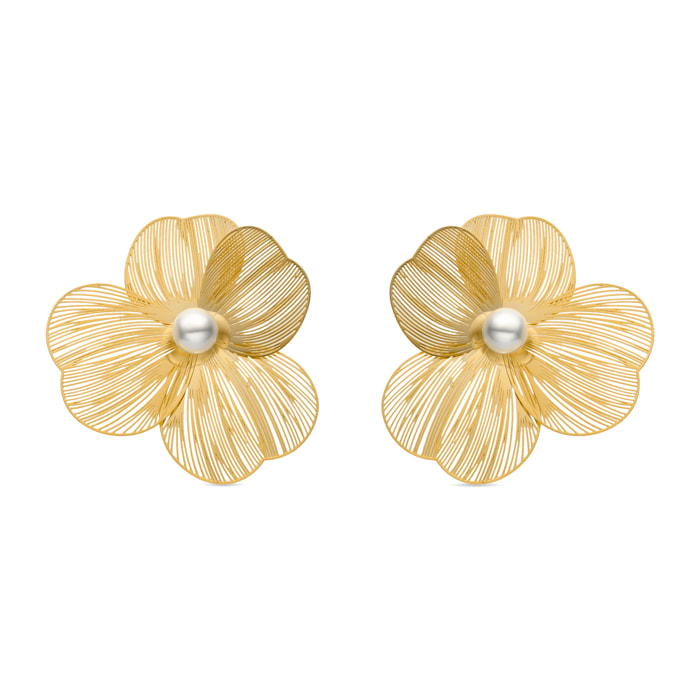 Pendientes de Perla Blanca acabados en oro amarillo de 18k