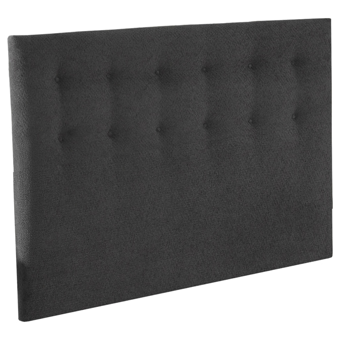 Tête de lit capitonnée EDEN gris anthracite, chenille bouclettes