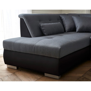 Vermont - canapé panoramique d'angle gauche - 7 places - XXL - Noir / Gris