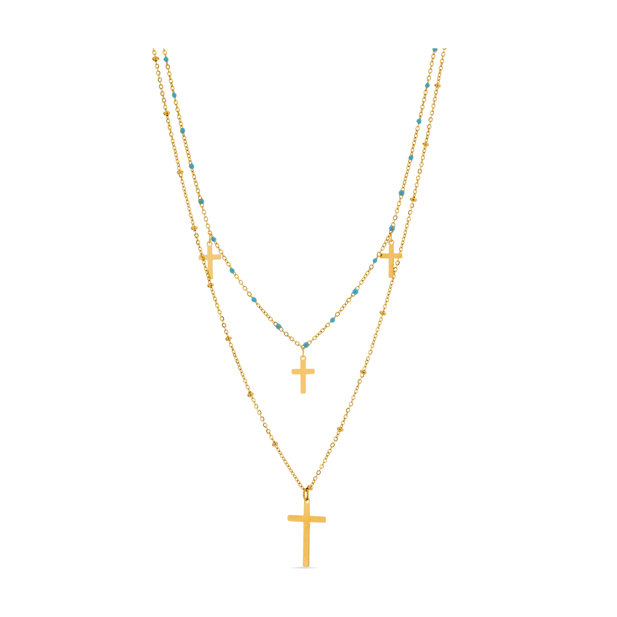 Collar de Cristal Azul acabado en oro amarillo de 18k