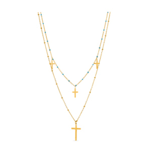 Collar de Cristal Azul acabado en oro amarillo de 18k