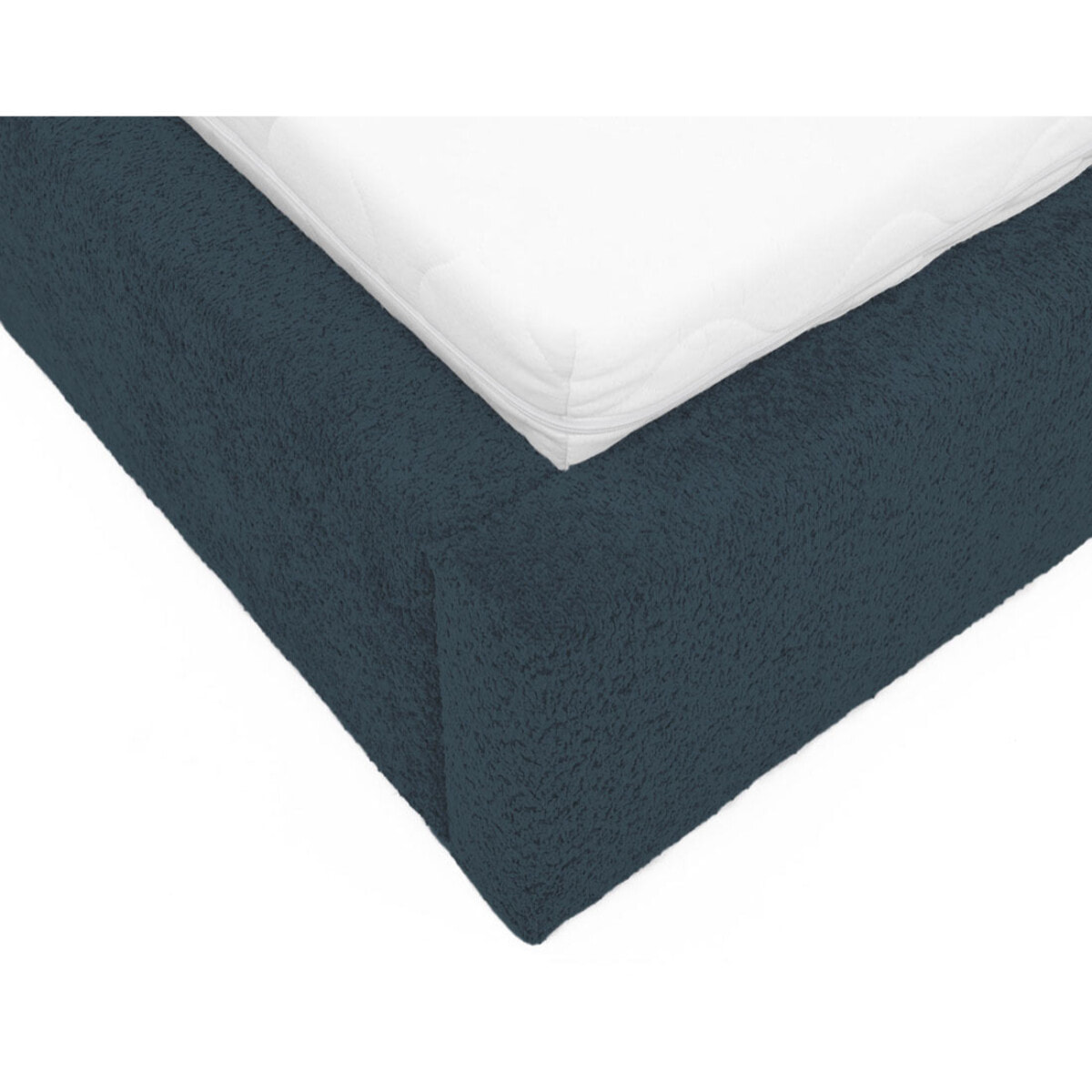 Orane - lit coffre - 160x200 cm - en tissu bouclette - Bleu