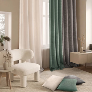 Rideau à œillets en velours chenille - Sauge