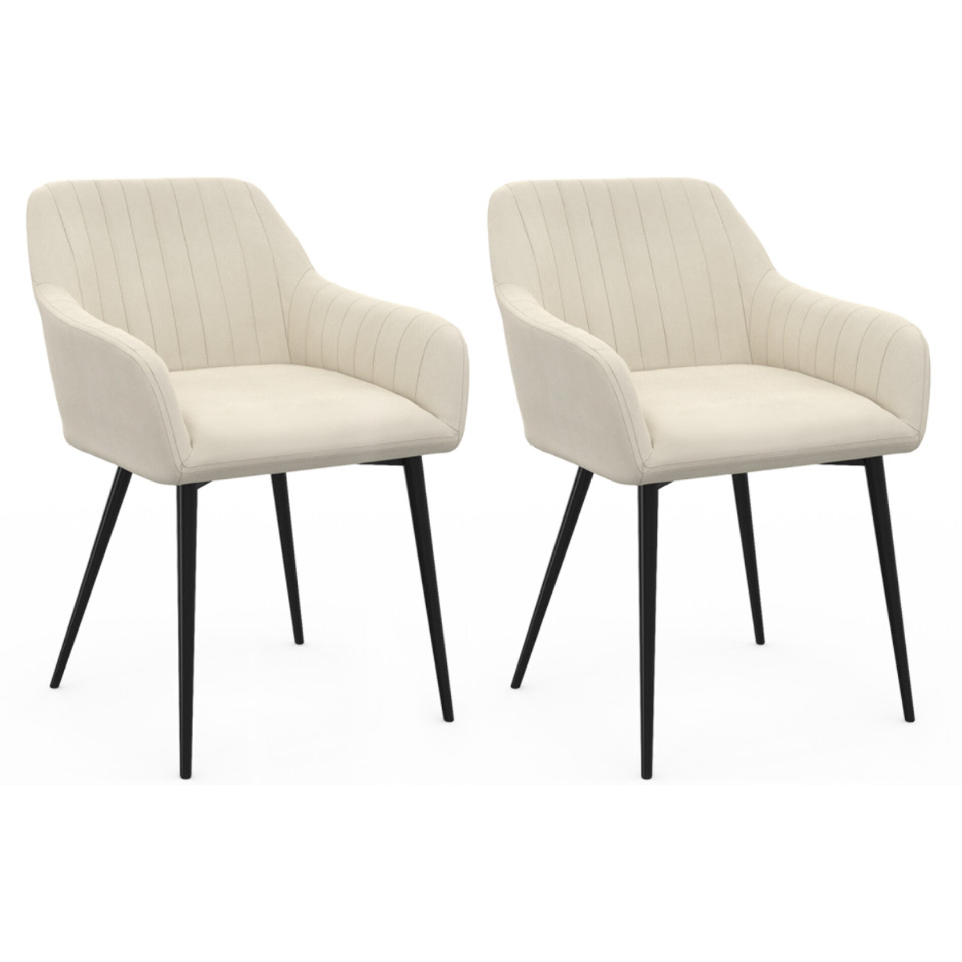 Chaises Ariana velours crème pieds métal - lot de 2