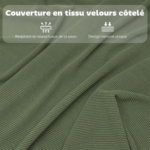 Lot de 4 chaises pliantes acier velours côtelé vert