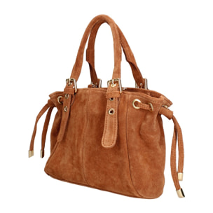 Borsa a mano da donna Made in Italy - Modello Elara Nova - Pelle scamosciata - 14.0 x 8.0 x 25.0 cm