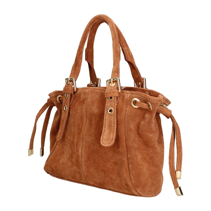 Borsa a mano da donna Made in Italy - Modello Elara Nova - Pelle scamosciata - 14.0 x 8.0 x 25.0 cm