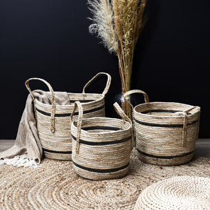 Panier Bicolore Fibre De Mais X3