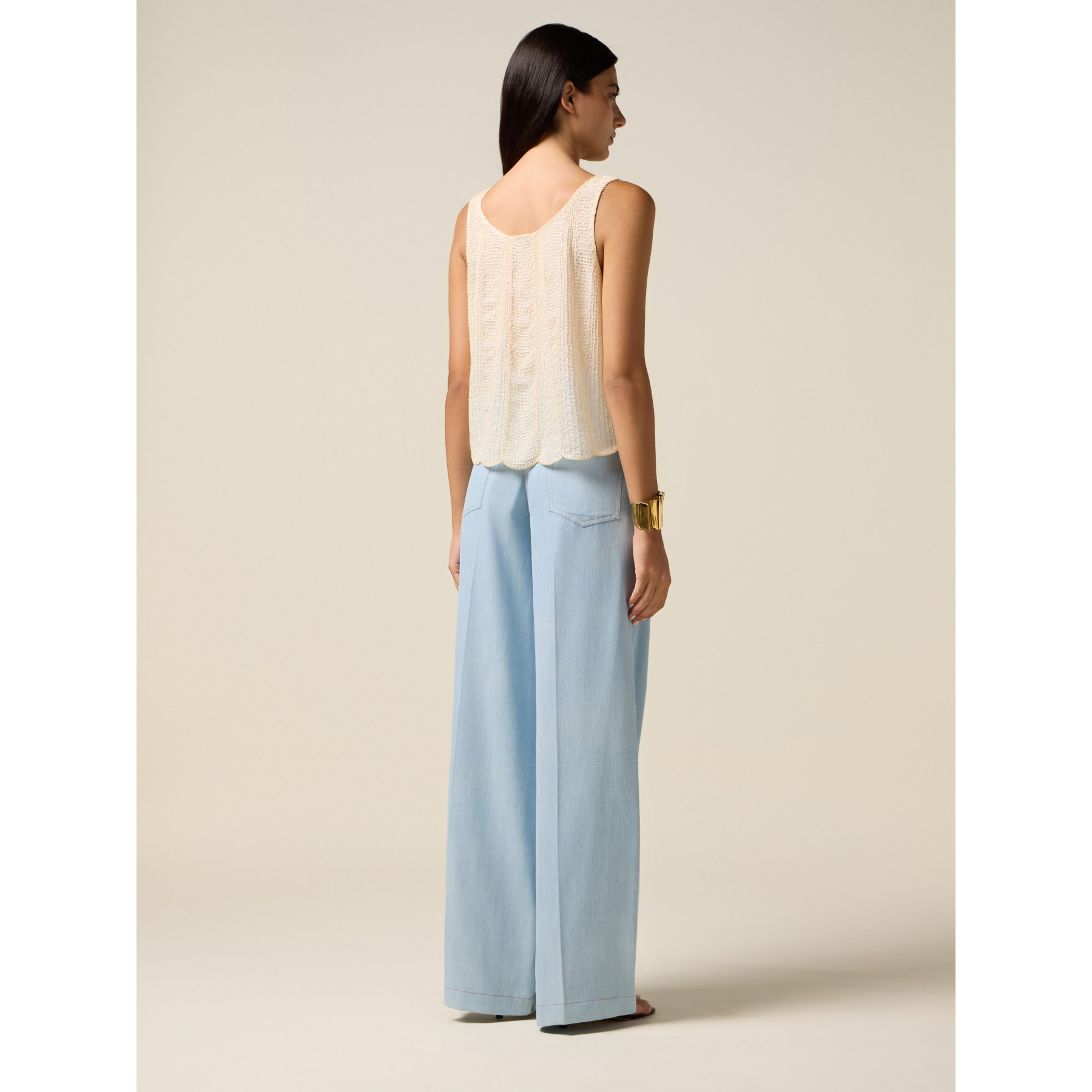 Oltre - Top con ricamo in perline - Bianco