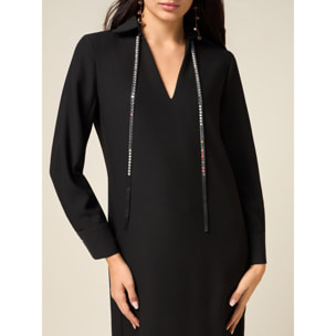 Oltre - Vestito con nastro gioiello - Nero