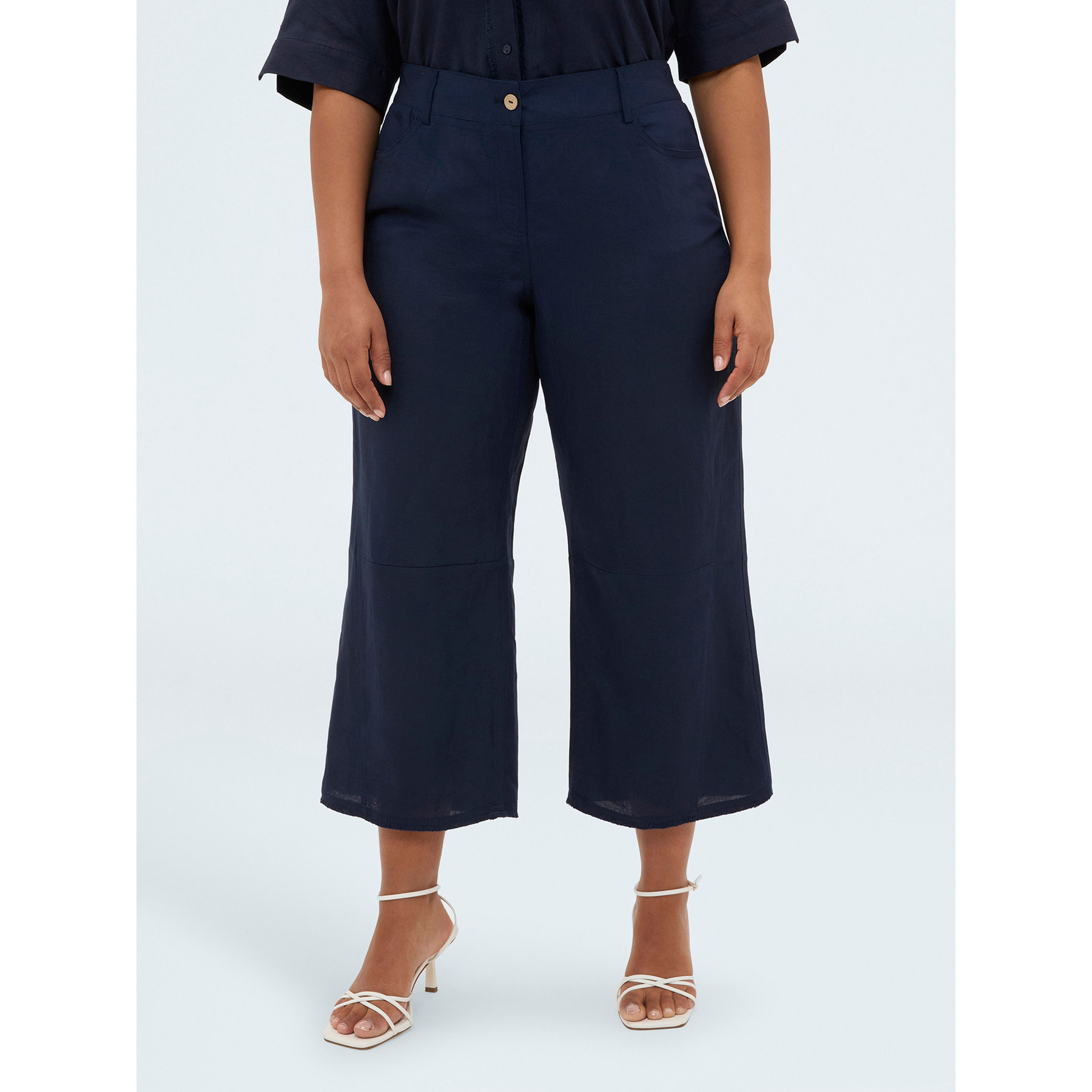 Fiorella Rubino - Pantalones de mezcla de lino y viscosa - Azul