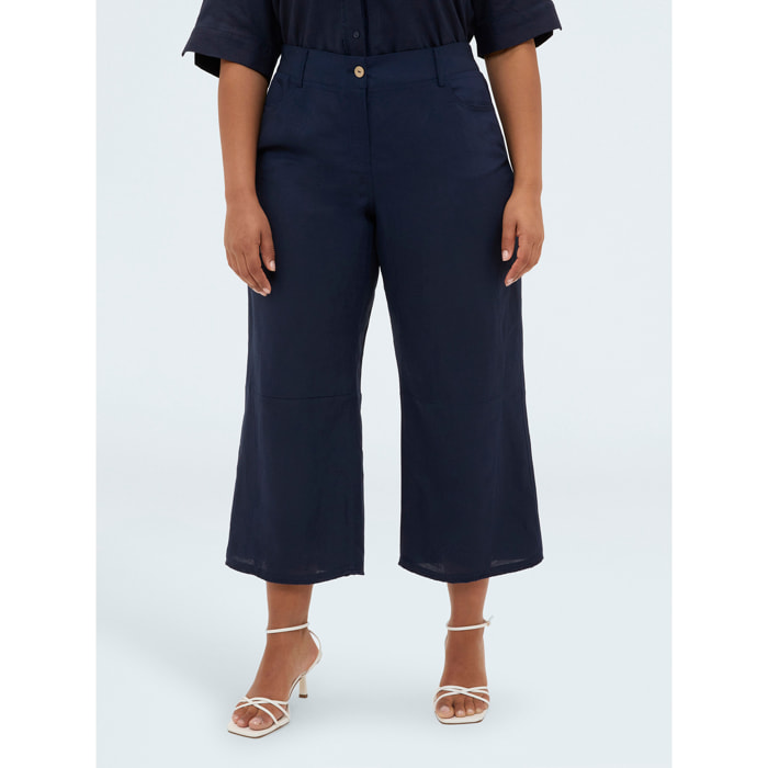 Fiorella Rubino - Pantalones de mezcla de lino y viscosa - Azul