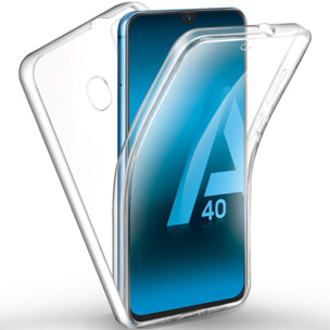 Coque Galaxy A40 360° intégrale protection complète avant arrière silicone transparente