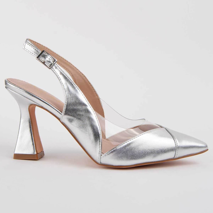 Zapato De Tacón - Plateado - Altura: 8 Cm