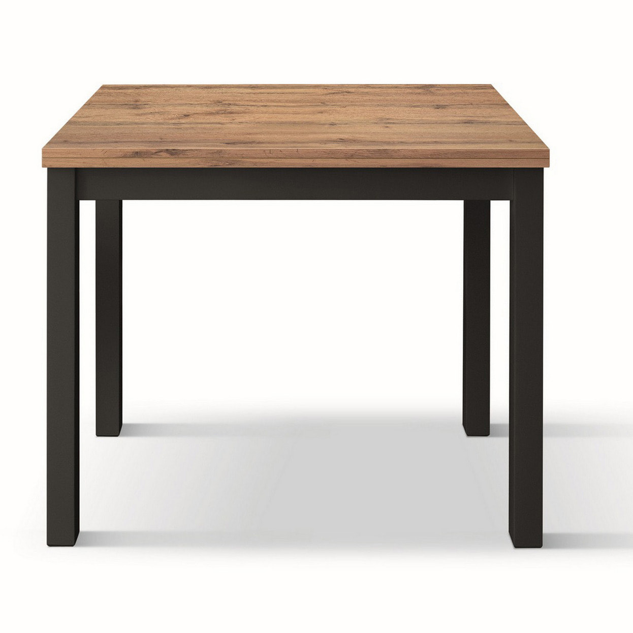 Tavolo POSITANO in legno effetto rovere e gambe antracite, allungabile a libro 90x90 cm - 180x90 cm