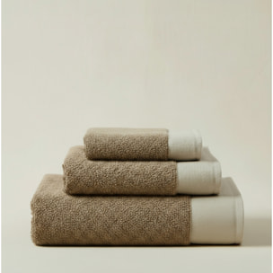 SET VISO, MANI E CORPO SPUGNA BEIGE CIOTOLI CON BALZA IN LINO