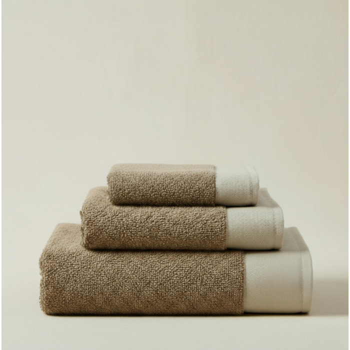 SET VISO, MANI E CORPO SPUGNA BEIGE CIOTOLI CON BALZA IN LINO